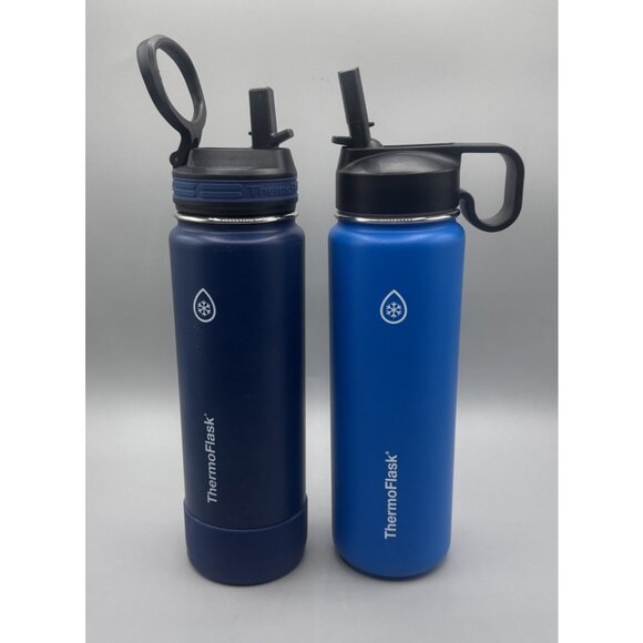 ThermoFlask Stainless Steel Insulated Water Bottle 24 oz Blue VGC Set Of Two - Picture 1 of 7